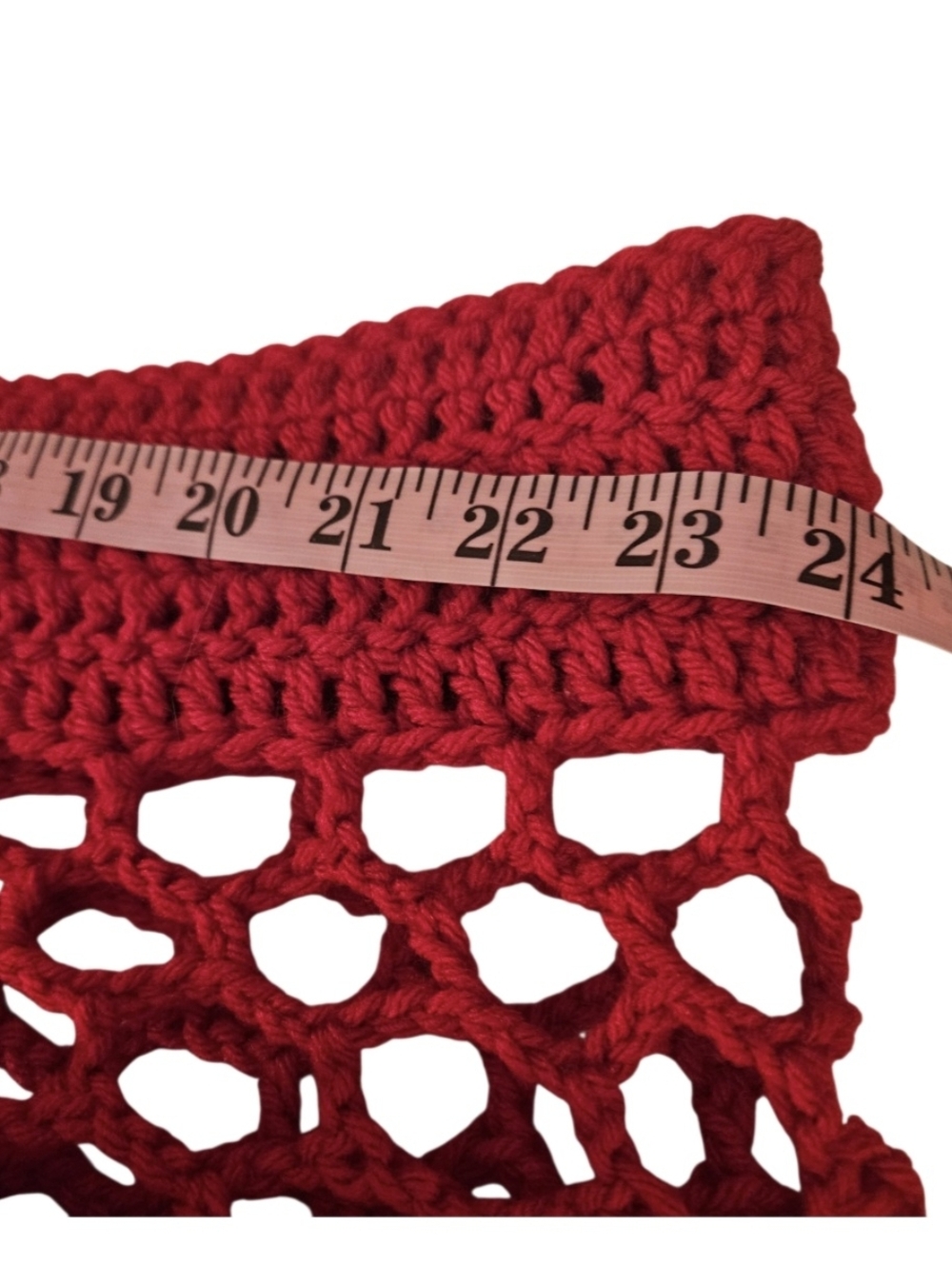 HAND CRAFTED Open-Knit Red Crochet Shrug Sweater 5-way Acrylic Summer Piece - Picture 8 of 16